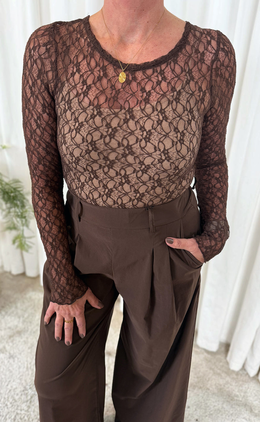 Say INA Copenhagen Bluse - Lily Lace - Brown